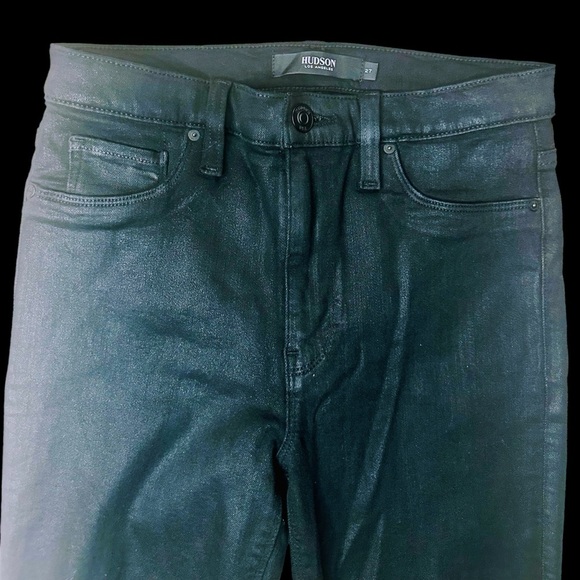 NWOT Hudson Jeans ‘Barbara High-Rise Super Skinny Ankle Jean’ in “Noir Coated” - Picture 5 of 16